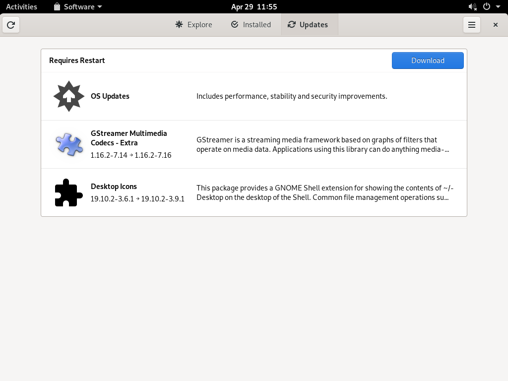 GNOME Software—Updates view